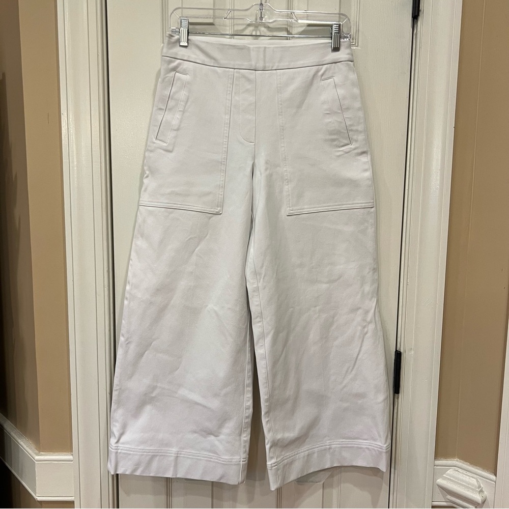 SPANX On The Go Wide Leg Cropped Pants White Women's Small